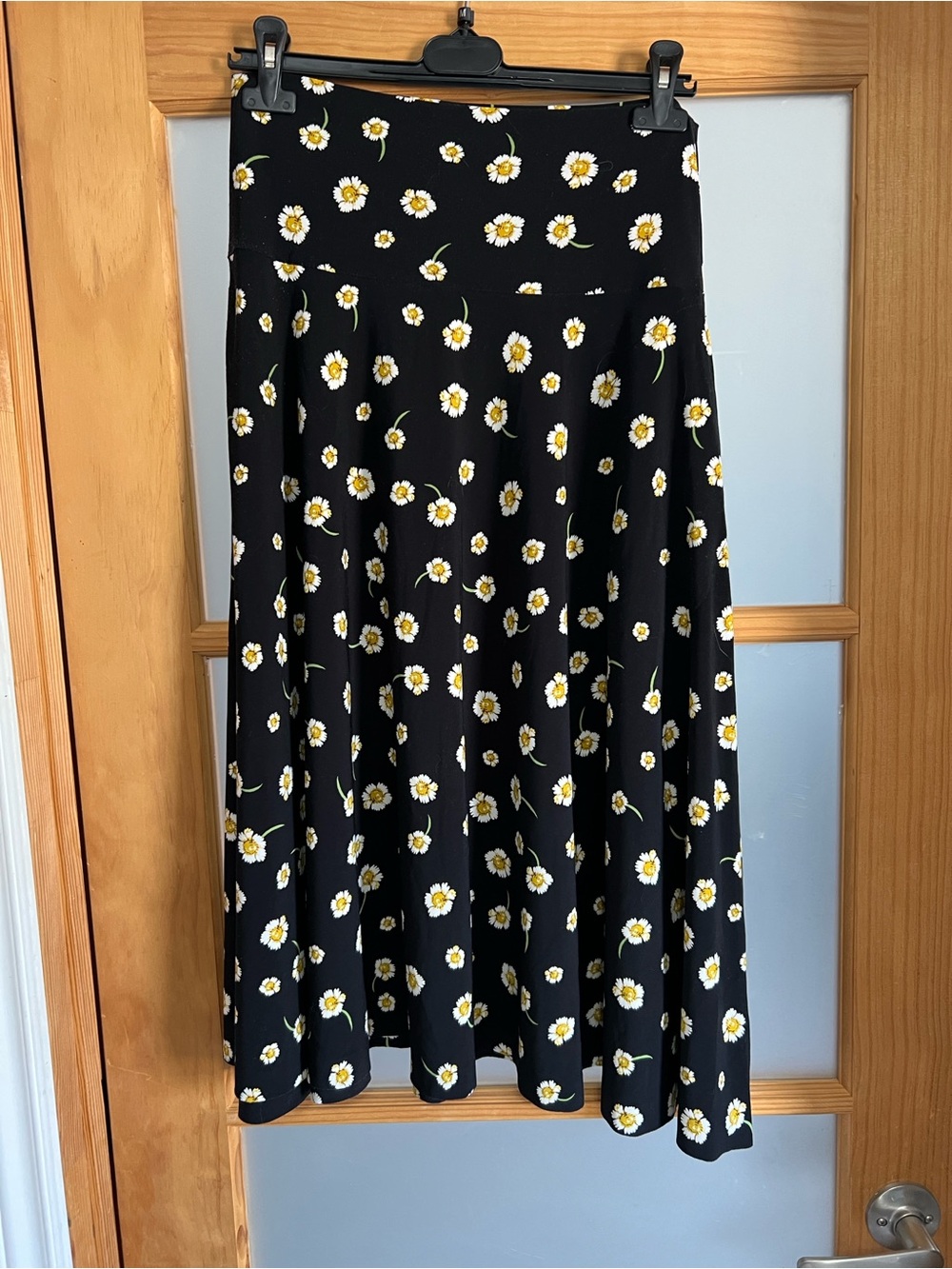 Norma Kamali French A Line Midi Skirt with Daisy Print - Size M